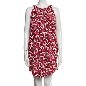 MaxMara Abstract Poppy Red and White Halter Sundress